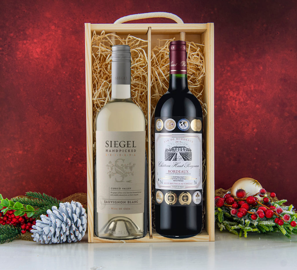 2 Bottle Red & White, Wooden Box £30 Gift Set