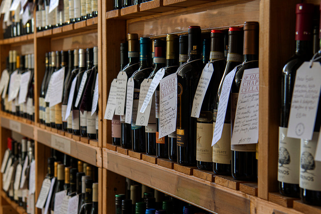 Old Chapel Cellars retail space showcasing the diverse range of wine we stock from all over the world.