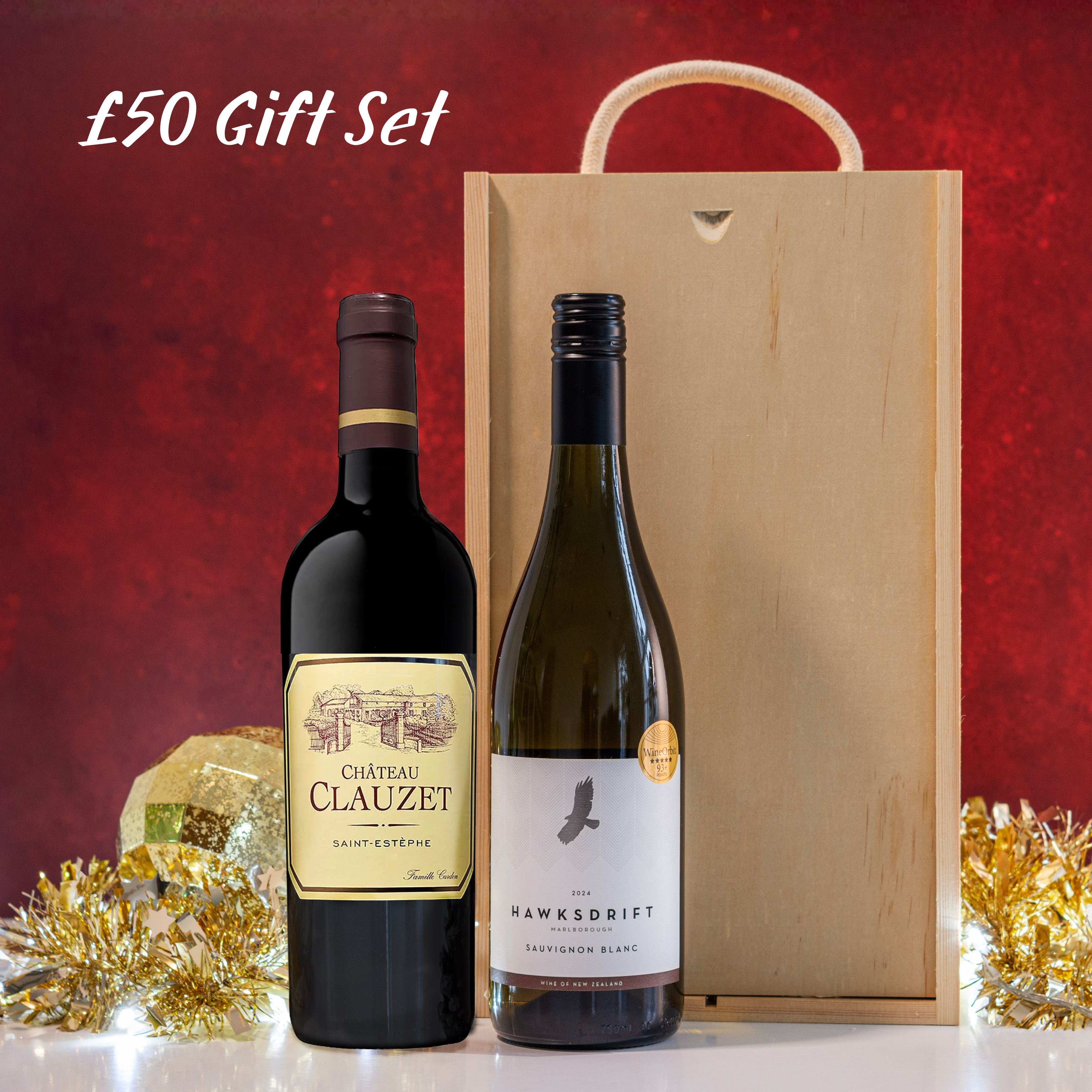 Premium Red & White Wooden Box Gift Set - £50